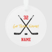 アイスホッケースポーツチームカスタム文字カラーおもしろい オーナメント (裏面)