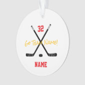 アイスホッケースポーツチームカスタム文字カラーおもしろい オーナメント (正面)