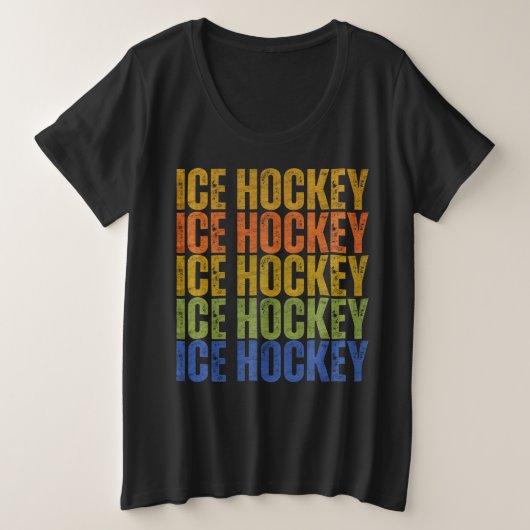 アイスホッケータイポグラフィ プラスサイズTシャツ (デザイン正面)