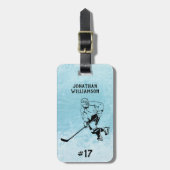 アイスホッケーチームの選手ダブルサイドモノグラム ラゲッジタグ (正面縦)
