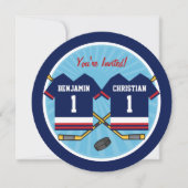 アイスホッケーツインズジャージー第1誕生日パーティー 招待状 (正面)