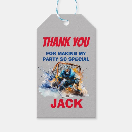 アイスホッケーテーマサンキューギフトラベル ギフトタグ (正面)