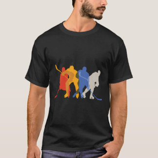 アイスホッケーデザイン(ホッケー選手のSilhouをフィーチャー) Tシャツ