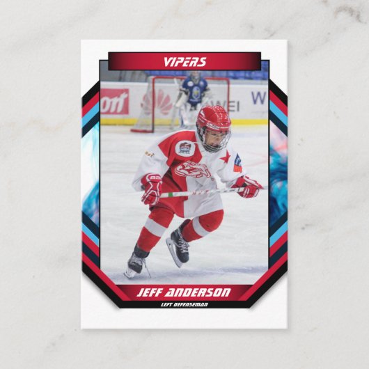 アイスホッケートレーディングカークールド入りレッドブルー白 名刺 (正面)