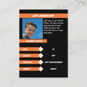 アイスホッケートレーディングカード(生き生きとしたオレンジ) コーリングカード (裏面)