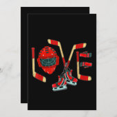 アイスホッケーバレンタインデーがかわいい贈り物の少年を愛 招待状 (正面/裏面)