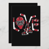 アイスホッケーバレンタインデーがかわいい贈り物の少年を愛 招待状 (正面/裏面)