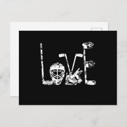アイスホッケーバレンタインデー愛かわいいギフト男の子ガール インビテーションポストカード (正面/裏面)