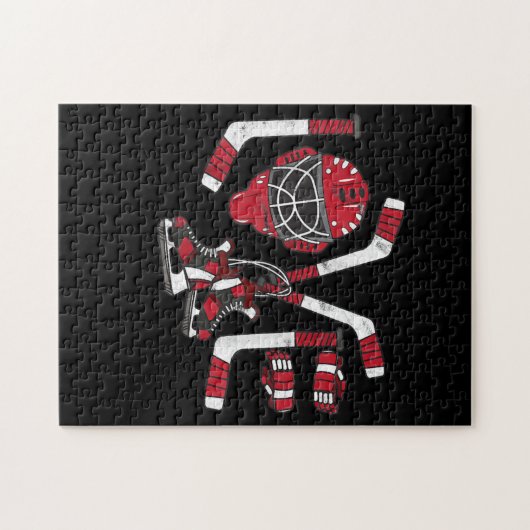 アイスホッケーバレンタインデー愛かわいいギフト男の子ガール ジグソーパズル (横)