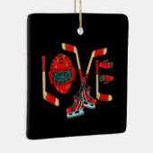 アイスホッケーバレンタインデー愛かわいいギフト男の子ガール セラミックオーナメント (右)