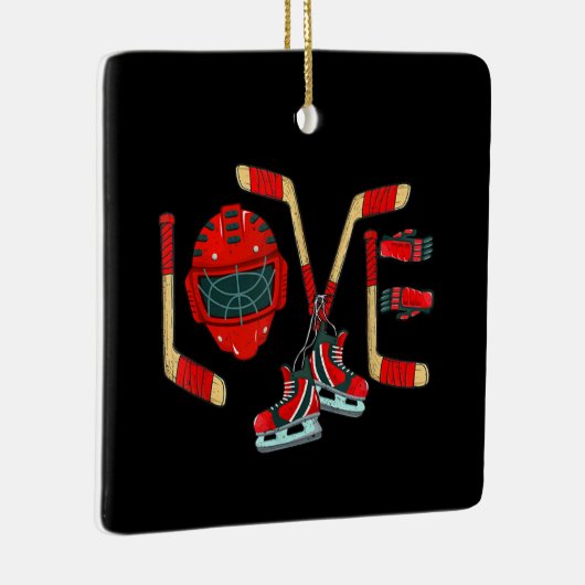 アイスホッケーバレンタインデー愛かわいいギフト男の子ガール セラミックオーナメント (右)