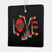 アイスホッケーバレンタインデー愛かわいいギフト男の子ガール セラミックオーナメント (左)