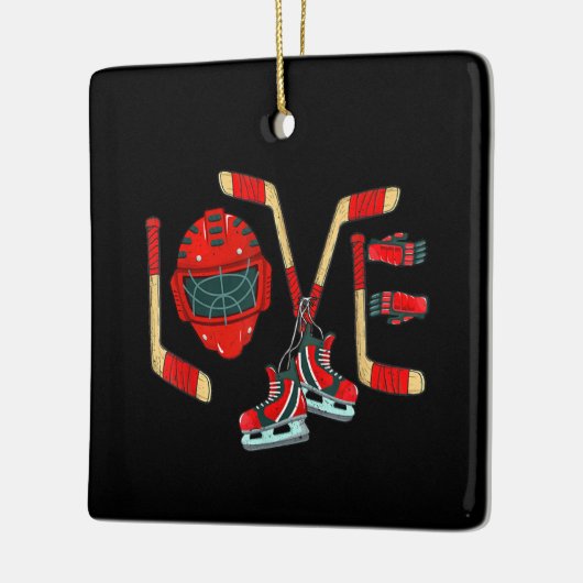 アイスホッケーバレンタインデー愛かわいいギフト男の子ガール セラミックオーナメント (左)