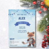 アイスホッケーバースデーパーティースケートで滑るブルー 招待状