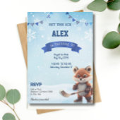 アイスホッケーバースデーパーティースケートで滑るブルー 招待状