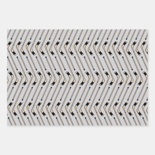 アイスホッケーパタンパック棒の選手のゲームスポーツ ラッピングペーパーシート (正面3)