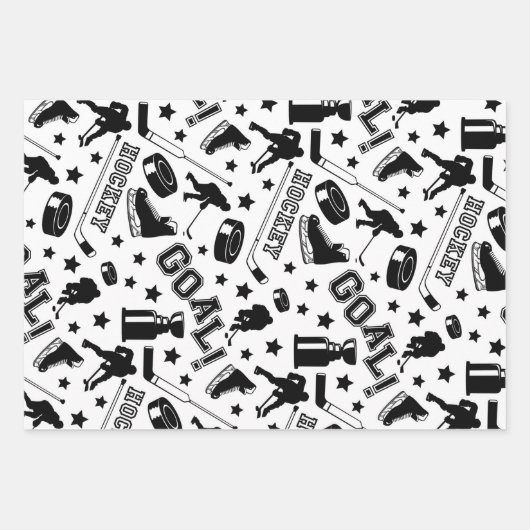 アイスホッケーパタンパック棒の選手のゲームスポーツ ラッピングペーパーシート (正面)