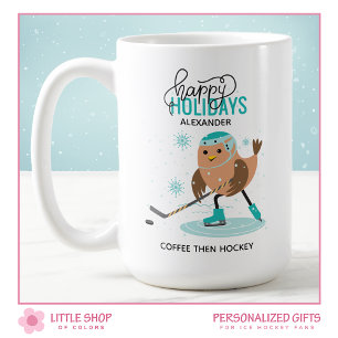 アイスホッケーパーソナライズされたのクリスマス コーヒーマグカップ