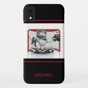 アイスホッケーパーソナライズされたゴアリー名  スポーツ iPhone XRケース