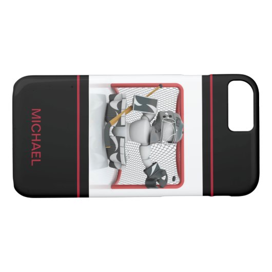 アイスホッケーパーソナライズされたゴアリー名 |スポーツ Case-Mate iPhoneケース (裏面(横))