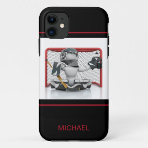 アイスホッケーパーソナライズされたゴアリー名 スポーツ iPhone 11 ケース