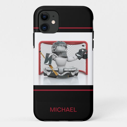 アイスホッケーパーソナライズされたゴアリー名 |スポーツ Case-Mate iPhoneケース (裏面)
