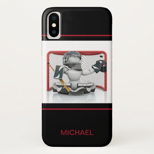 アイスホッケーパーソナライズされたゴアリー名 |スポーツ Case-Mate iPhoneケース (裏面)