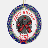 アイスホッケーパーソナライズされたプレイヤー名クリスマスプレゼント セラミックオーナメント (左)
