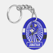 アイスホッケーパーソナライズされたプレーヤーブルー キーホルダー (正面左)