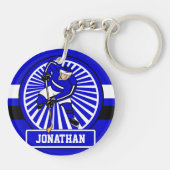 アイスホッケーパーソナライズされたプレーヤーブルー キーホルダー (裏面)