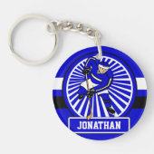 アイスホッケーパーソナライズされたプレーヤーブルー キーホルダー (正面)