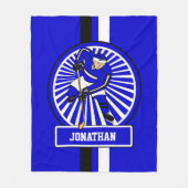 アイスホッケーパーソナライズされたプレーヤーブルー フリースブランケット (正面)