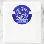 アイスホッケーパーソナライズされたプレーヤーブルー ラウンドシール (バッグ)