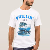 アイスホッケーファンのユーモア: アイス整備車のようにくつろぐ Tシャツ (正面)