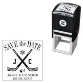 アイスホッケーファンの家族や結婚式のSave the Date セルフインキングスタンプ (インサイチュ)