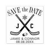 アイスホッケーファンの家族や結婚式のSave the Date セルフインキングスタンプ (デザイン)