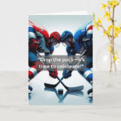 アイスホッケーフェイスオフおもしろいチーム カード (黄色い花)