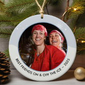 アイスホッケーフォトクリスマス セラミックオーナメント