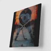 アイスホッケープレーヤーの夕日 スクエア壁時計 (傾斜)