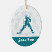 アイスホッケープレーヤースター名前をカスタムするウィンタースポーツ セラミックオーナメント (右)