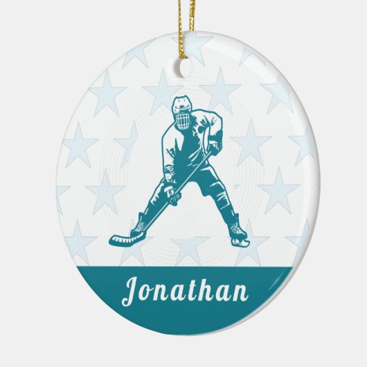 アイスホッケープレーヤースター名前をカスタムするウィンタースポーツ セラミックオーナメント (左)