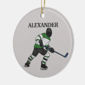 アイスホッケープレーヤーセラ図解入りの、写真付きのミックオーナメント セラミックオーナメント (左)