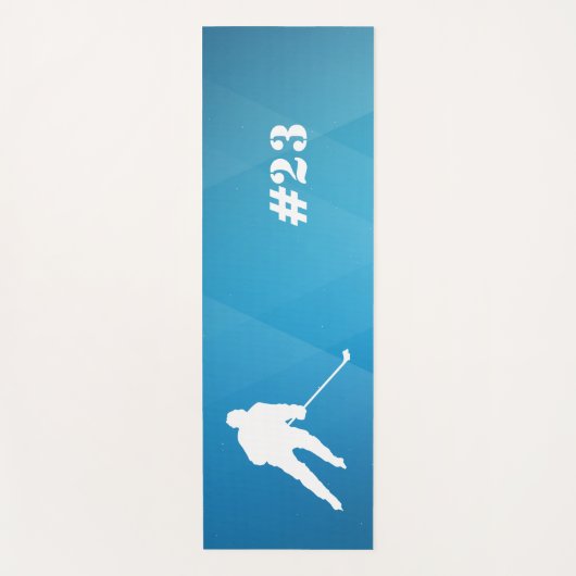 アイスホッケープレーヤートレーニングマットブルーアンドホワイト ヨガマット (正面)