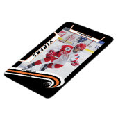 アイスホッケープレーヤー生き生きとしたオレンジ色のブラックにキープサケ マグネット (左側)