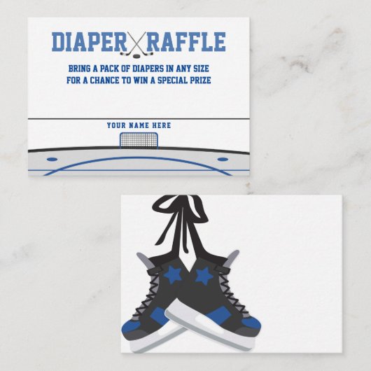 アイスホッケーベビーシャワーおむつラッフル エンクロージャーカード (正面/裏面)
