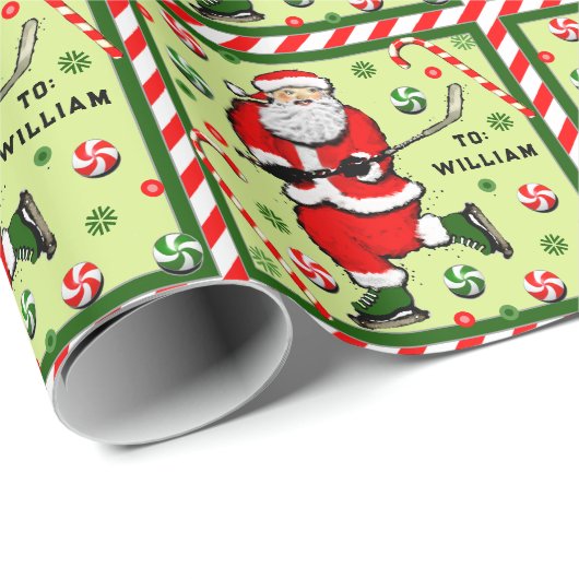 アイスホッケーホリデーギフト ラッピングペーパー (ロールコーナー)