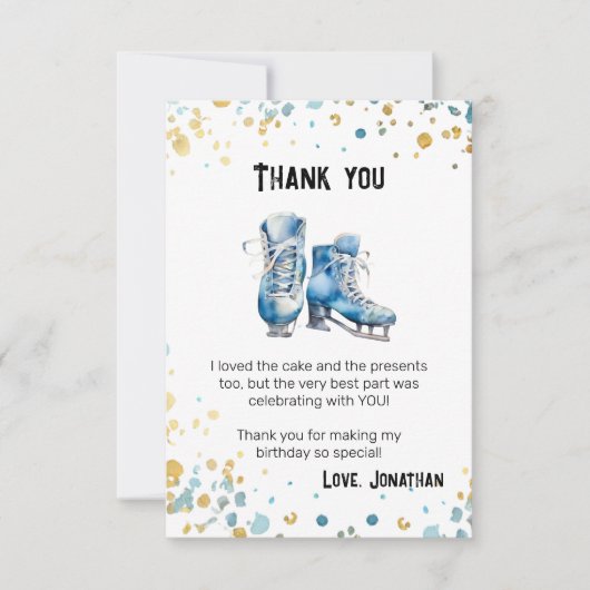 アイスホッケーボーイズスケートで滑るパーティー サンキューカード (正面)