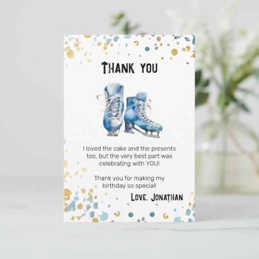 アイスホッケーボーイズスケートで滑るパーティー サンキューカード (スタンド正面)