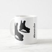 アイスホッケーマグスケートペア白黒 コーヒーマグカップ (正面左)