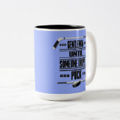 アイスホッケーユーモアのライトブルー ツートーンマグカップ (正面右)